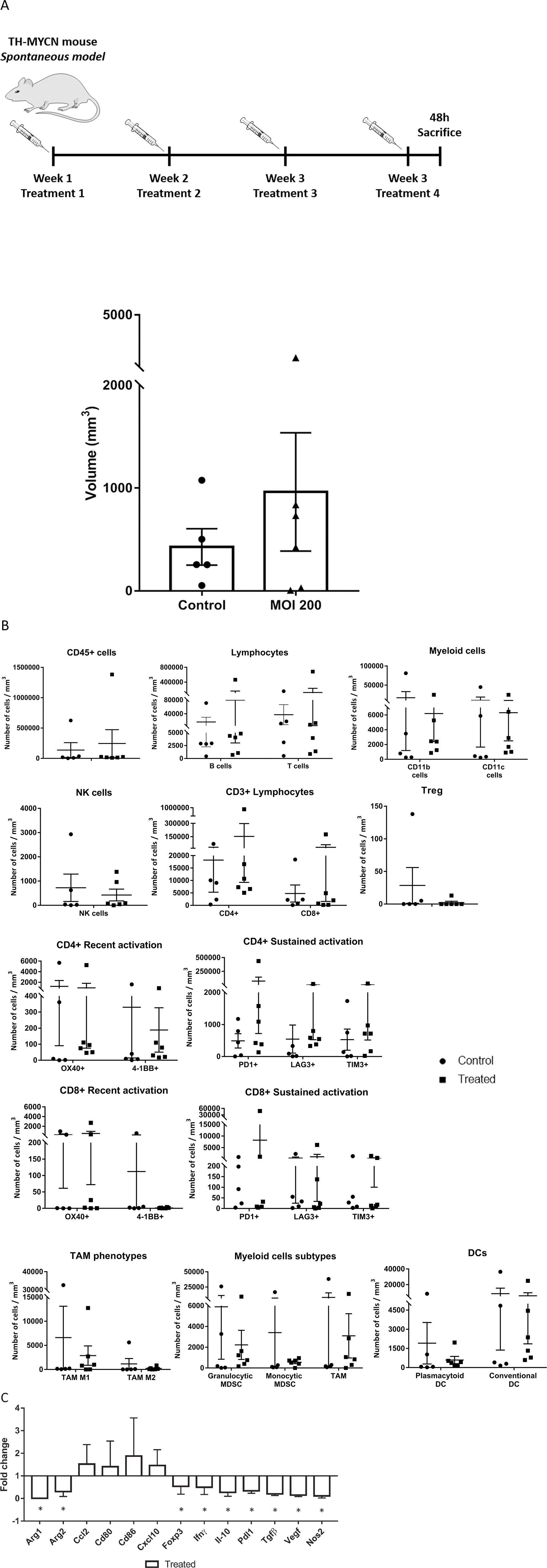 Effects of systemically administered mCelyvir in tumors in a spontaneous model of NB.