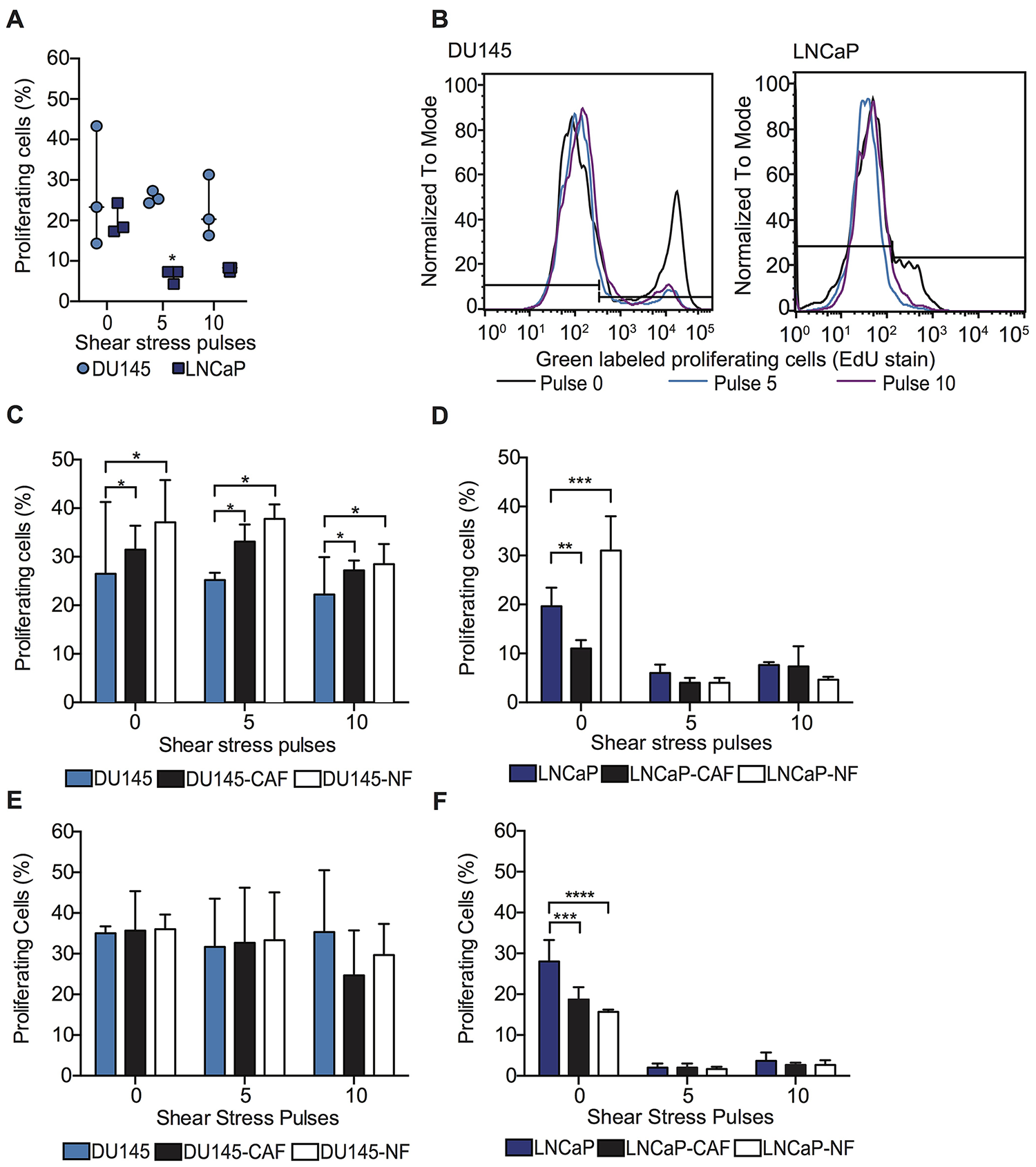 Fibroblasts maintain the proliferative ability of PC cells within high FSS through intercellular contact with PC cells.