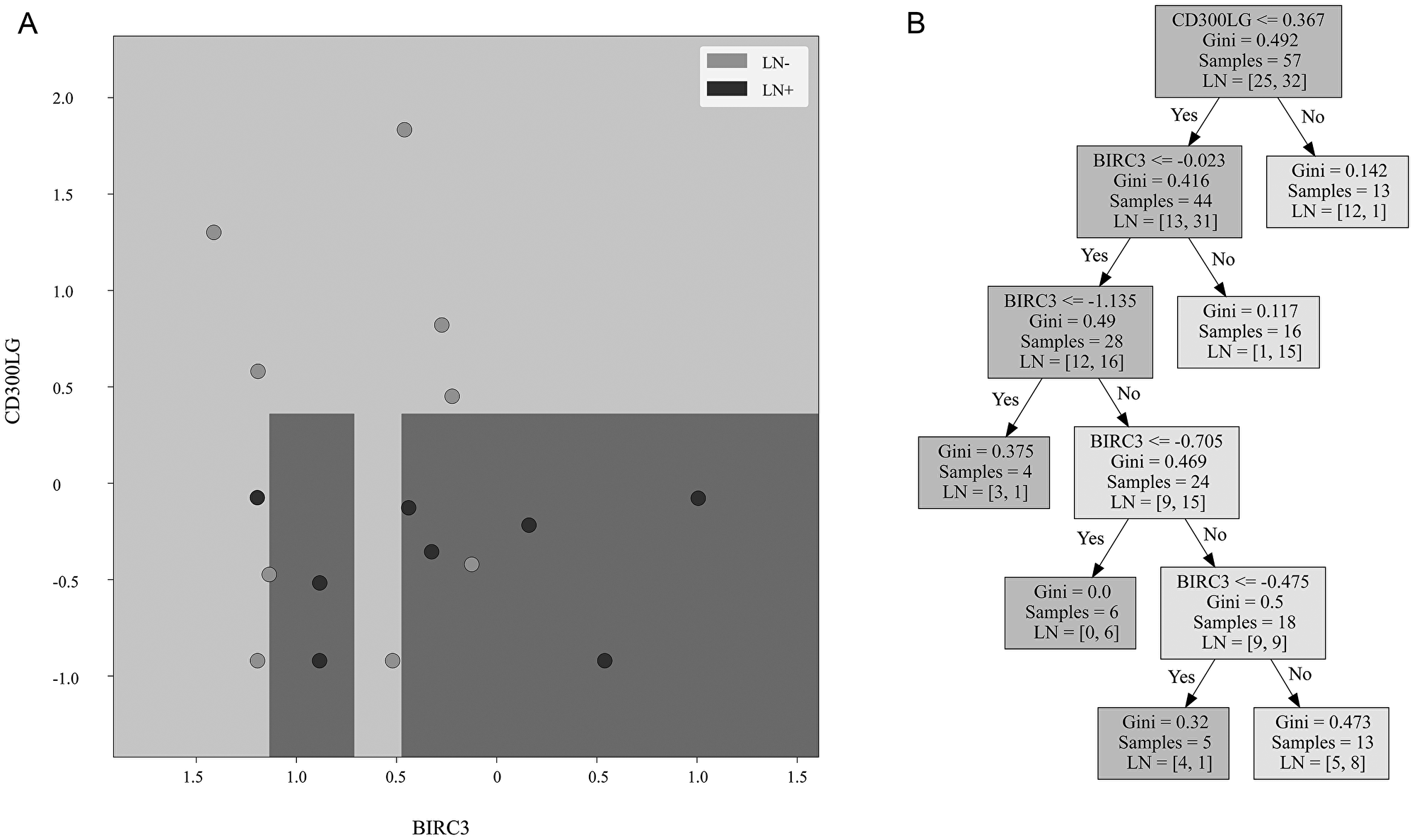 Decision surface and decision tree.