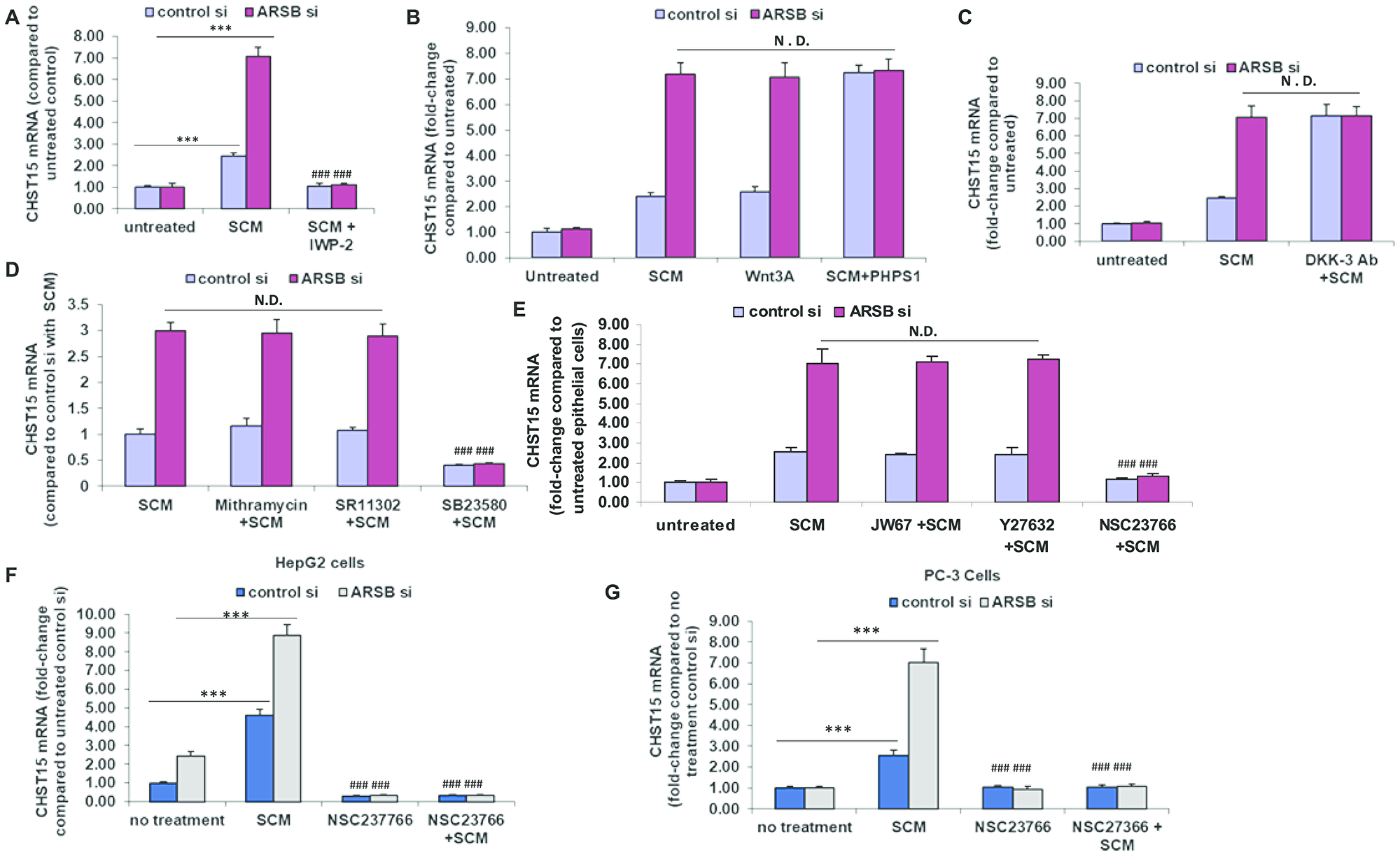 Modification of CHST15 expression in prostate epithelial cells by effects on Wnt signaling.