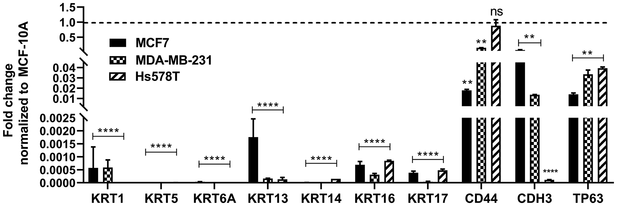 Expression of basal markers in breast cancer cell lines.