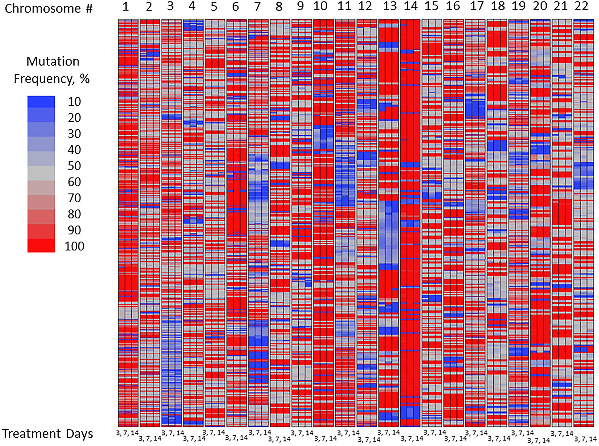 Mutation frequency in untreated U87MG glioma cells over the course of experiment: Exon-Seq analysis of the complete data set.