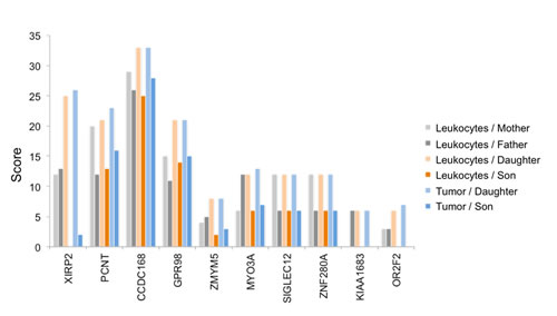 Genes with SNV accumulation in the daughter.