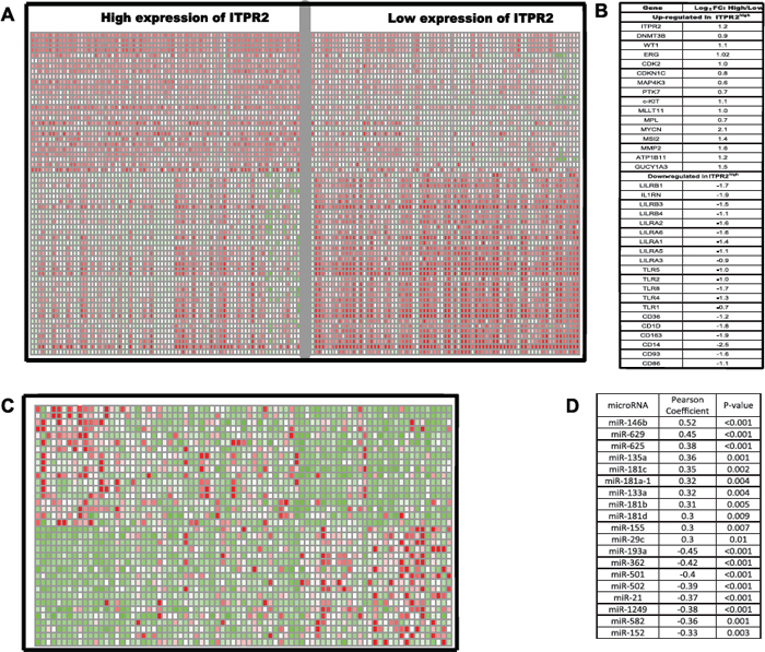 Genes/microRNAs associated with ITPR2 expression.