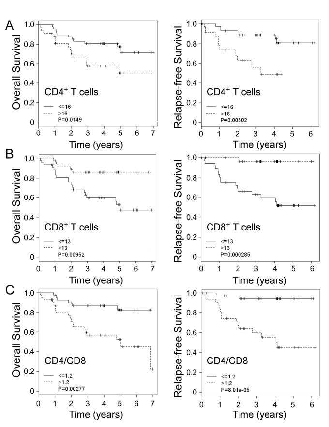 Distinct roles of tumor-infiltrating CD4