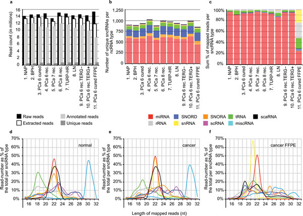 Summary of sncRNA sequencing data from PCa patient samples.