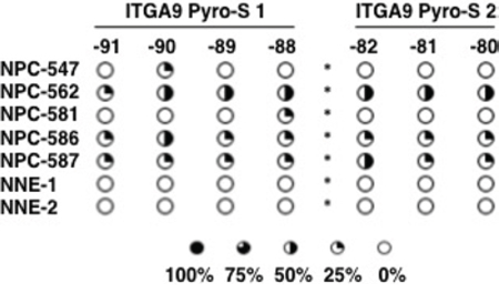 ITGA9 is differentially hypermethylated in NPC clinical samples.