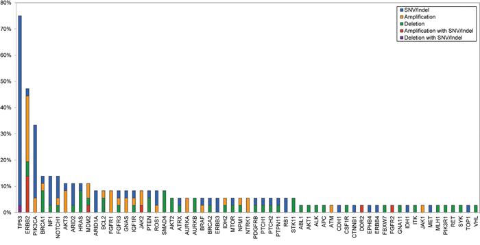 Mutational profile of 36 refractory MBC patients.