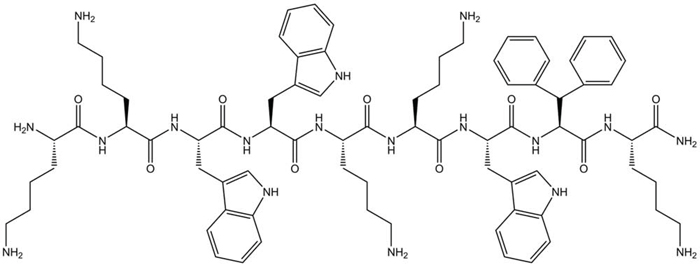 Chemical structure of LTX-315 (K-K-W-W-K-K-W-Dip-K-NH2) generated using ChemDraw 11.