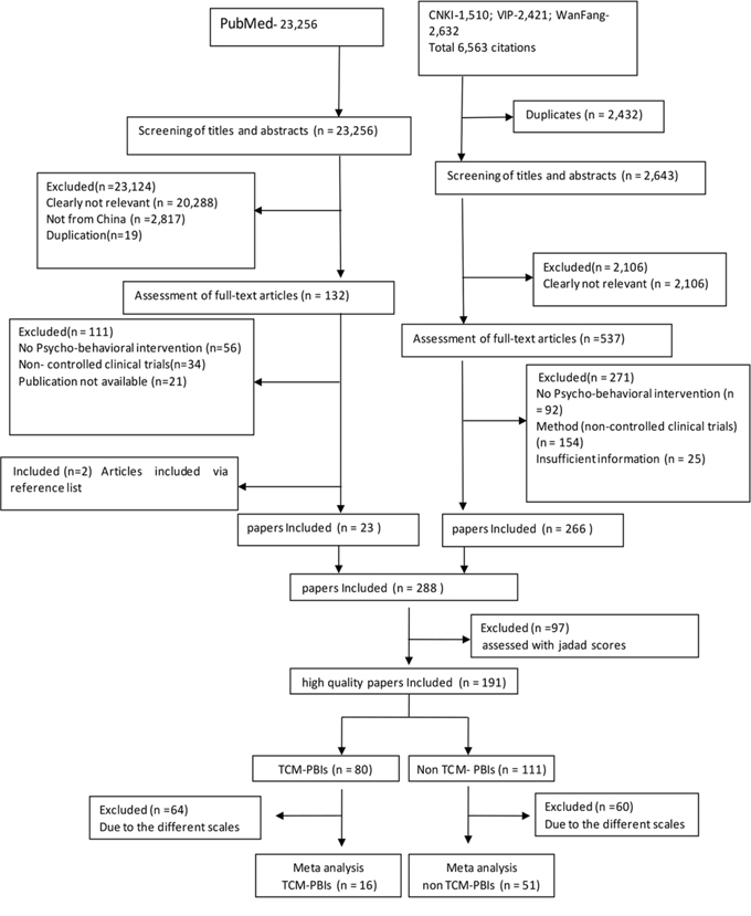 Flow chart illustrating the identification and screening of studies.