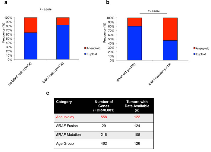 Aneuploidy is differentially associated with prominent MAPK alterations in PA with a strong effect on global gene expression.