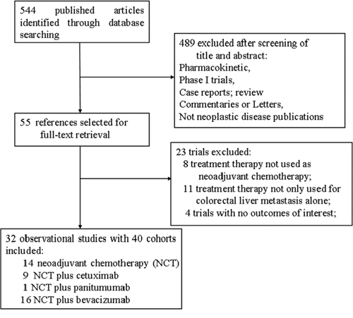 Selection process for clinical trials included in the meta-analysis.