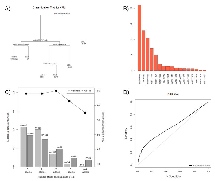 SNP selection procedure and prediction of the probability of developing CML.