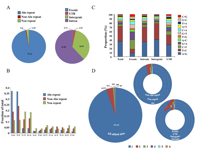 Distribution of editing events across the genome.