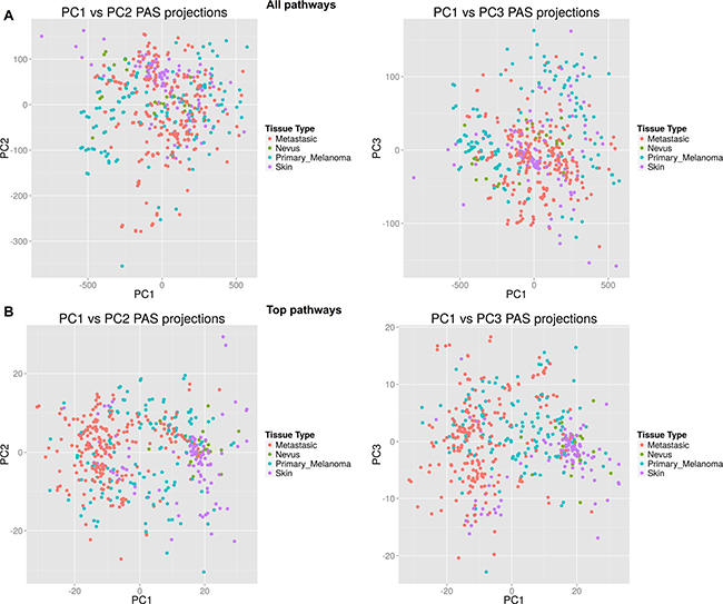 Scatterplots for principal component analysis.