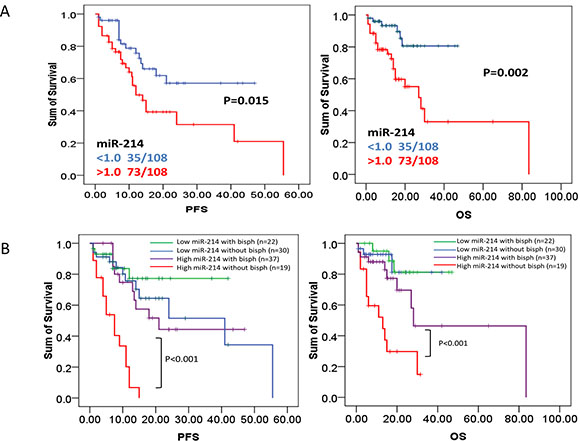 High level of miR-214 predicts poor prognosis in newly diagnosed myeloma patients.