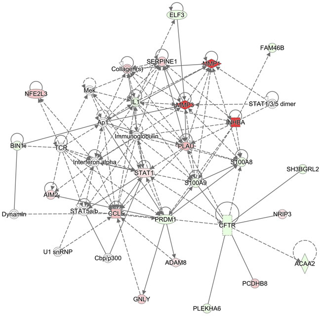 Network of S100A8/A9-associated genes in HNSCC.