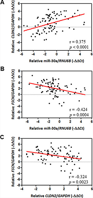 Correlation between miR-30a and EMT markers.