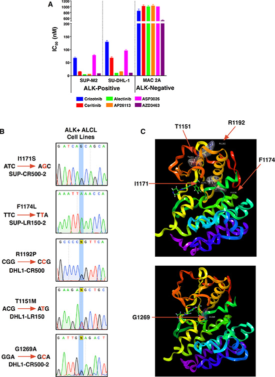 Acquired resistance mutations in patient-derived ALK+ ALCL cell lines.