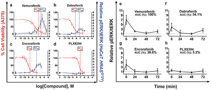 Paradoxical ERK activation profiles and paradox indices correlate with BRAFi clinical toxicities.