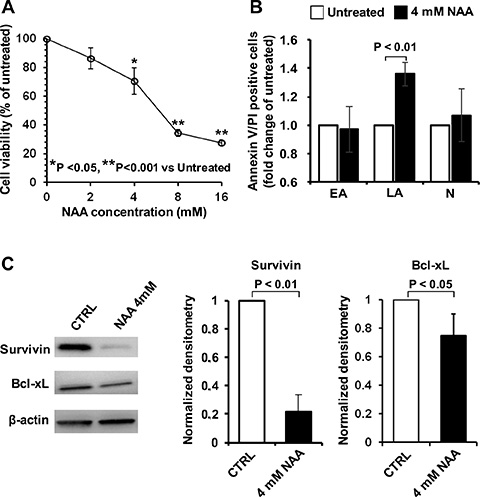 Effect of NAA on cell viability and apoptosis in SH-SY5Y cells.