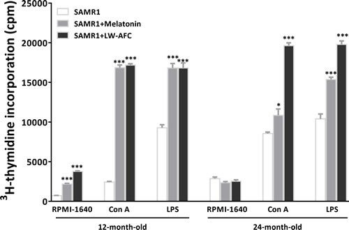 Effect of LW-AFC on the proliferation of splenocytes in SAMR1 mice.