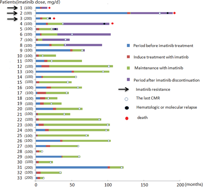 Imatinib therapeutic process and prognosis in patients with F/P(+) CEL.