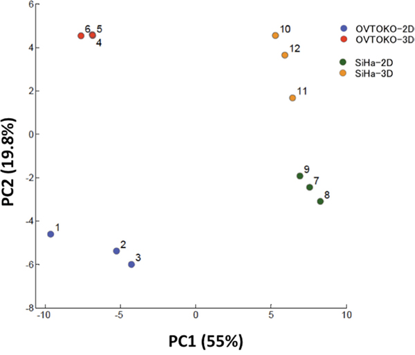 Principal components analysis (PCA) for metabolome analysis.