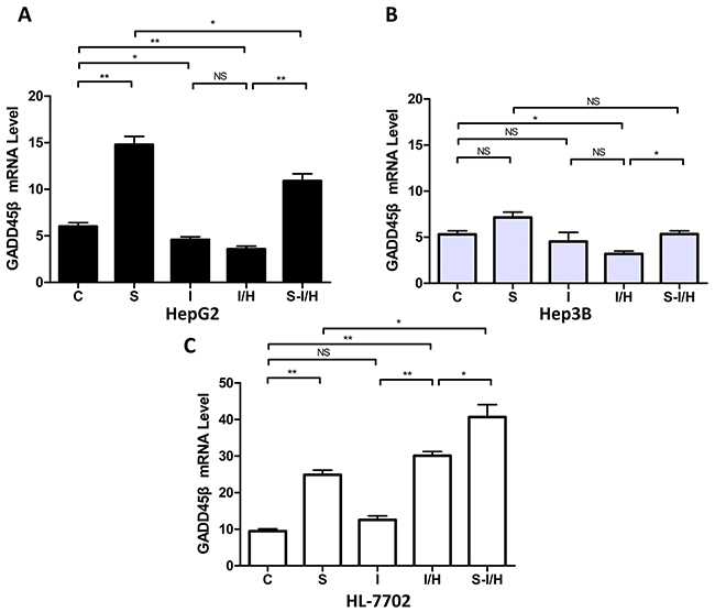 Influence of I/H on GADD45&#x03B2; expression with/without SAMe pre-treatment.