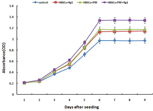 Results of the cell proliferation assay using the CCK-8 test.
