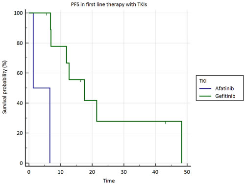 Figure 2 : Progression free survival in elderly patients treated with gefitinib