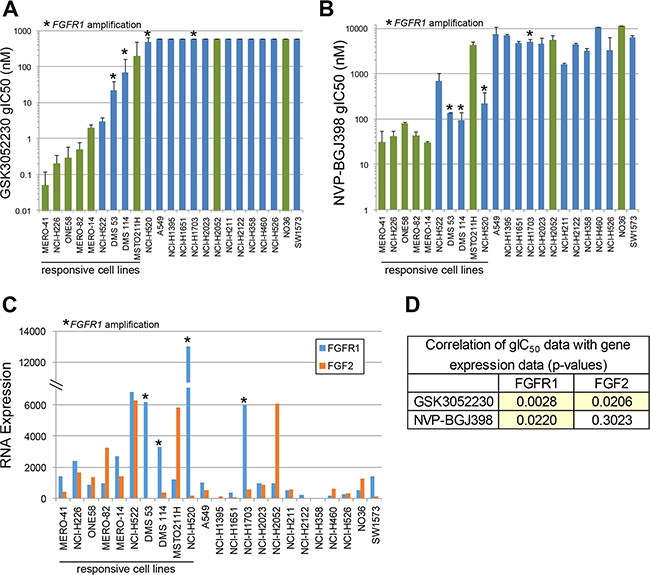 FGF2 and FGFR1 RNA overexpression correlates with response to FGF/FGFR inhibitors in mesothelioma and lung cancer cell lines.