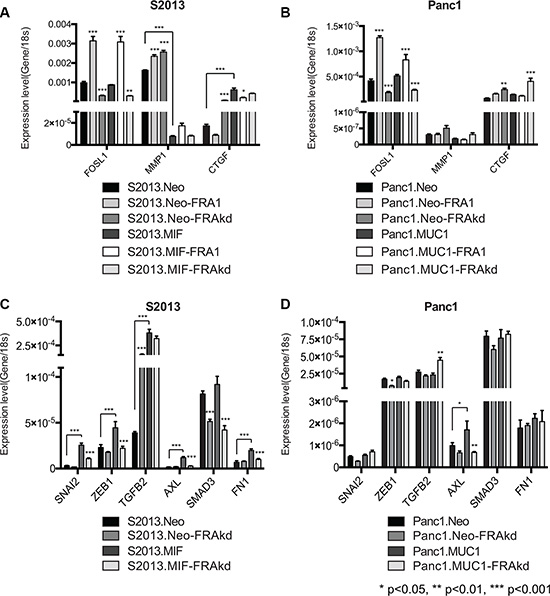 MUC1 regulates specific AP-1 and FRA-1 targets.