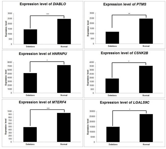 Consequences of relevant copy number variations on gene expression.