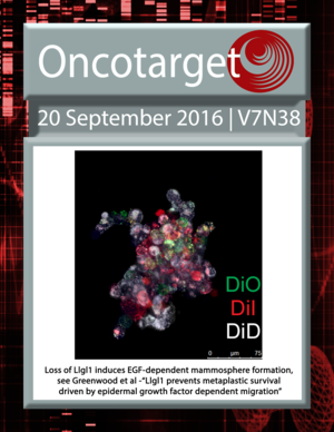 Journal Cover for Oncotarget V7N38