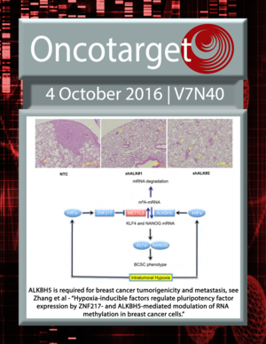 Journal Cover for Oncotarget V7N40