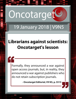 Journal Cover for Oncotarget V9N5