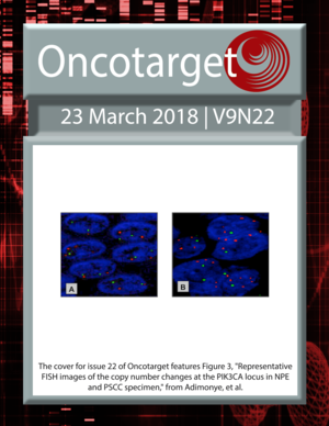 Journal Cover for Oncotarget V9N22