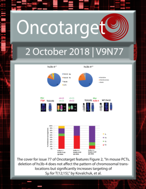 Journal Cover for Oncotarget V9N77