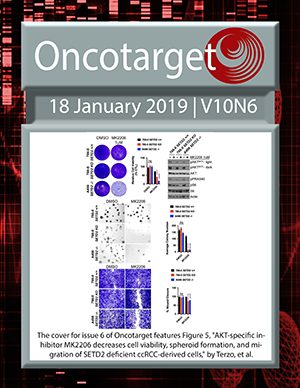 Journal Cover for Oncotarget V10N6