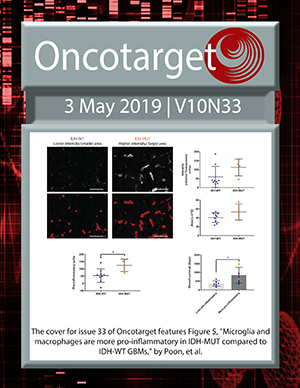 Journal Cover for Oncotarget V10N33